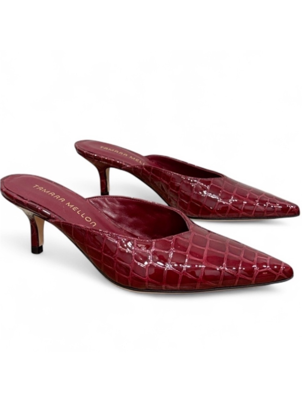 Tamara Mellon Red Croc Leather Mule Pump Size 6